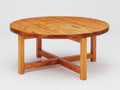 Mesas de jardín redonda de madera 135 x 135 x 72 cm - Marrón miel - Tablero macizo con base de patas cruzadas