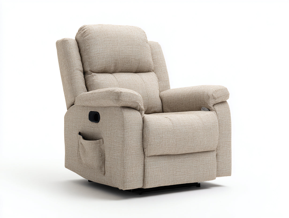 Sillones reclinables de tela 95 x 92 x 105 cm - Beige - Respaldo acolchado y control lateral