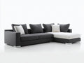 Sofás de esquina de tela 286 x 178 x 86 cm - Gris oscuro y blanco - Chaise longue y diseño moderno