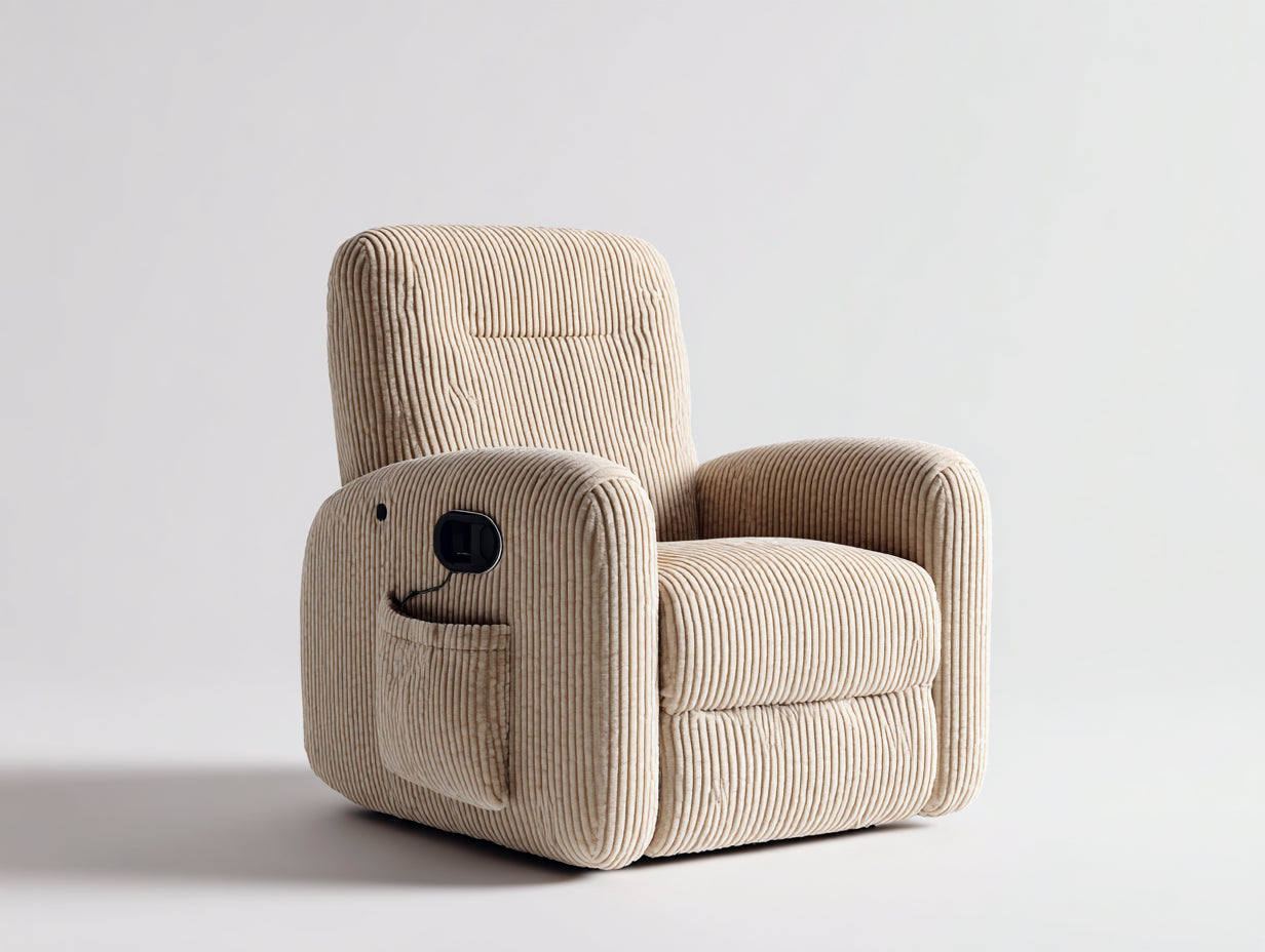 Sillones reclinables de tela corduroy 85x95x100 cm - beige - diseño moderno y función reclinable