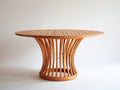 Mesas de jardín redonda de madera 150 x 150 x 76 cm - Marrón natural - Tablero de listones con base central curvada
