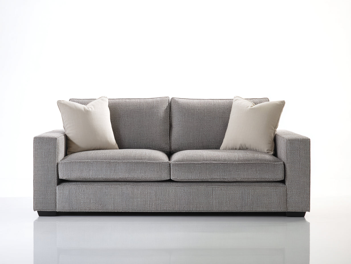 Sofás 2 plazas de tela 182 x 92 x 84 cm - Gris - Diseño moderno con brazos rectos
