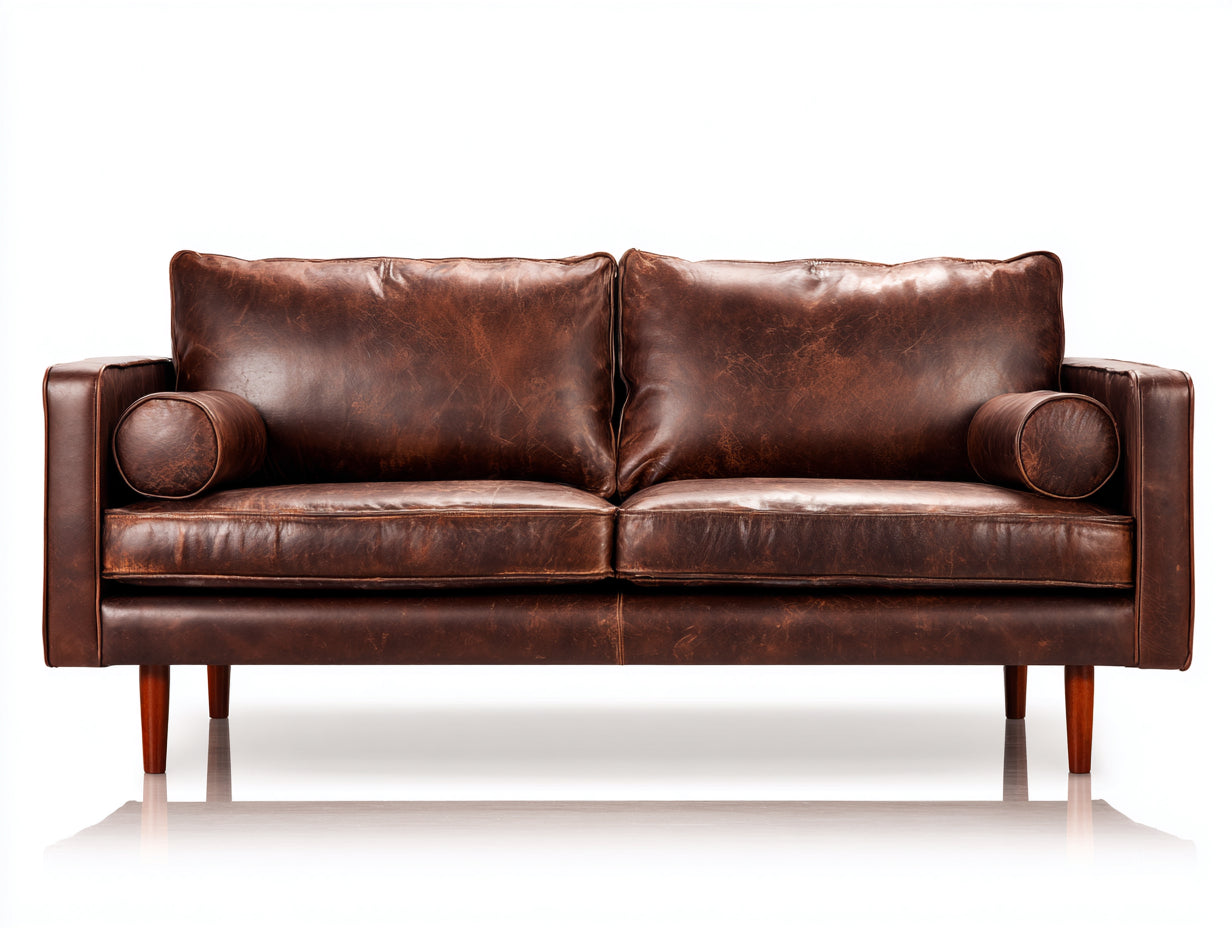 Sofás 2 plazas de cuero sintético 160x85x85 cm - marrón - diseño clásico moderno para salón