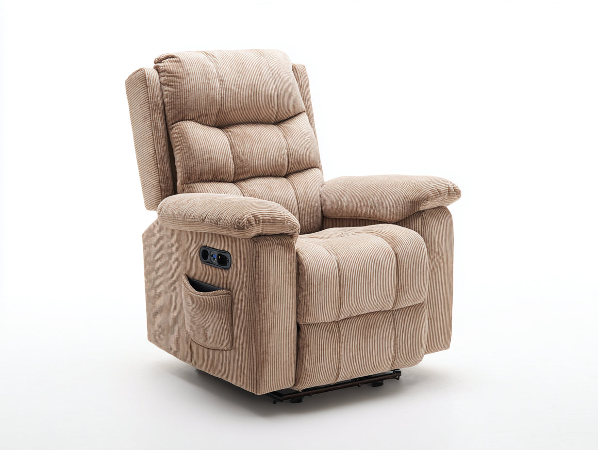Sillones reclinables de tela 85x90x105 cm color beige con respaldo acolchado y función de reclinación