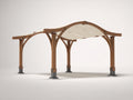 Pérgola de jardín 400 x 300 x 260 cm - Marrón natural y beige crema - Estructura arqueada con cubierta textil