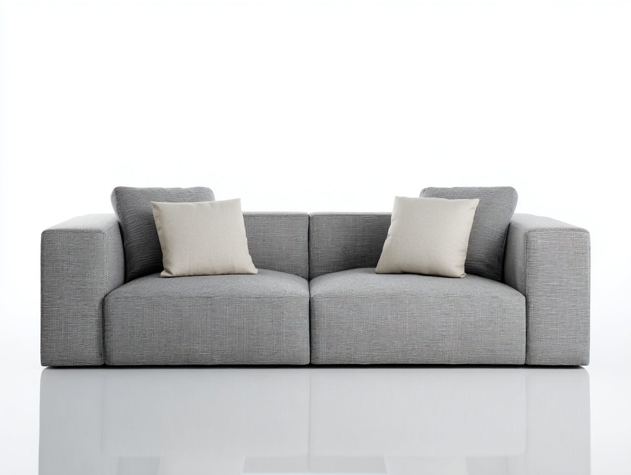 Sofás 2 plazas de tela 202 x 96 x 78 cm - Gris claro - Diseño modular con reposabrazos anchos