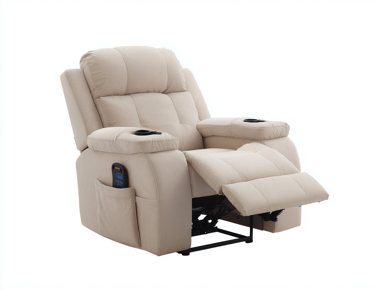 Sillones reclinables de tela 90x95x105 cm color beige con reposapiés extensible y función de reclinación