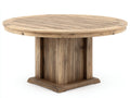 Mesas de jardín redonda de madera 150 x 150 x 76 cm - Marrón envejecido - Base central robusta con diseño rústico