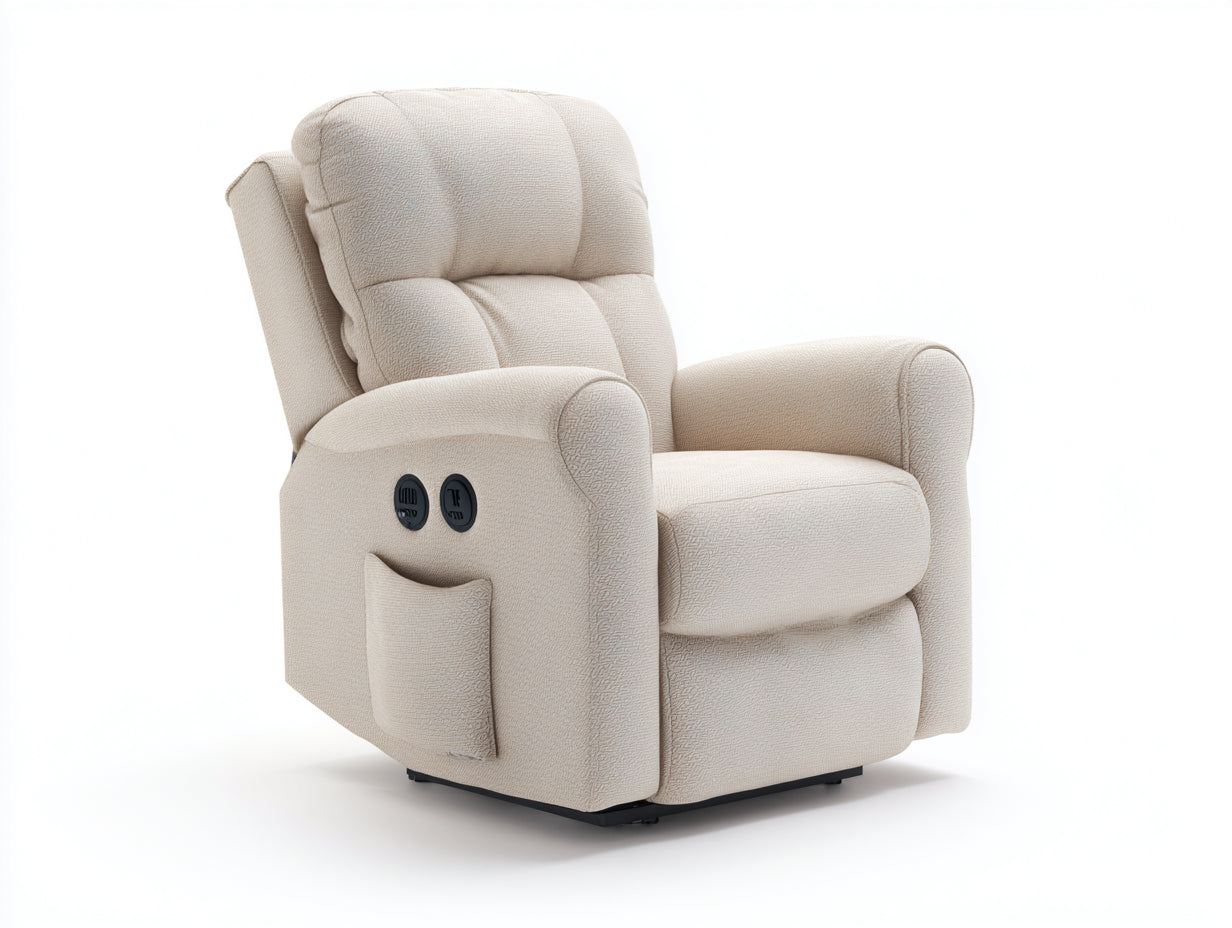 Sillones reclinables de tela chenilla 90x95x100 cm - beige - diseño moderno con respaldo ajustable y reposapiés