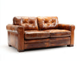 Sofás 2 plazas de cuero 168 x 88 x 86 cm - Marrón coñac - Diseño clásico con acabado envejecido