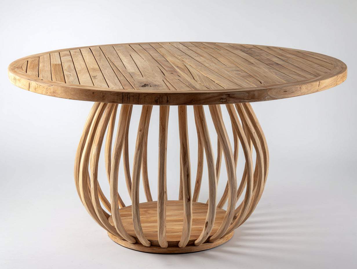 Mesas de jardín madera de teca 180x180x75 cm - marrón natural - diseño moderno redondo para exterior
