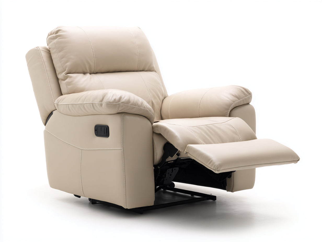 Sillones reclinables de cuero sintético 90x95x100 cm - beige - diseño moderno con reposapiés ajustable
