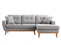 Sofás de esquina de tela 248 x 162 x 88 cm - Gris claro - Chaise longue y patas de madera