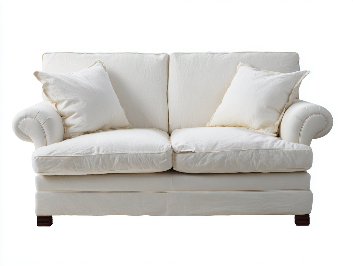 Sofás 2 plazas de tela de lino 180x90x85 cm - blanco - diseño moderno y elegante para salón