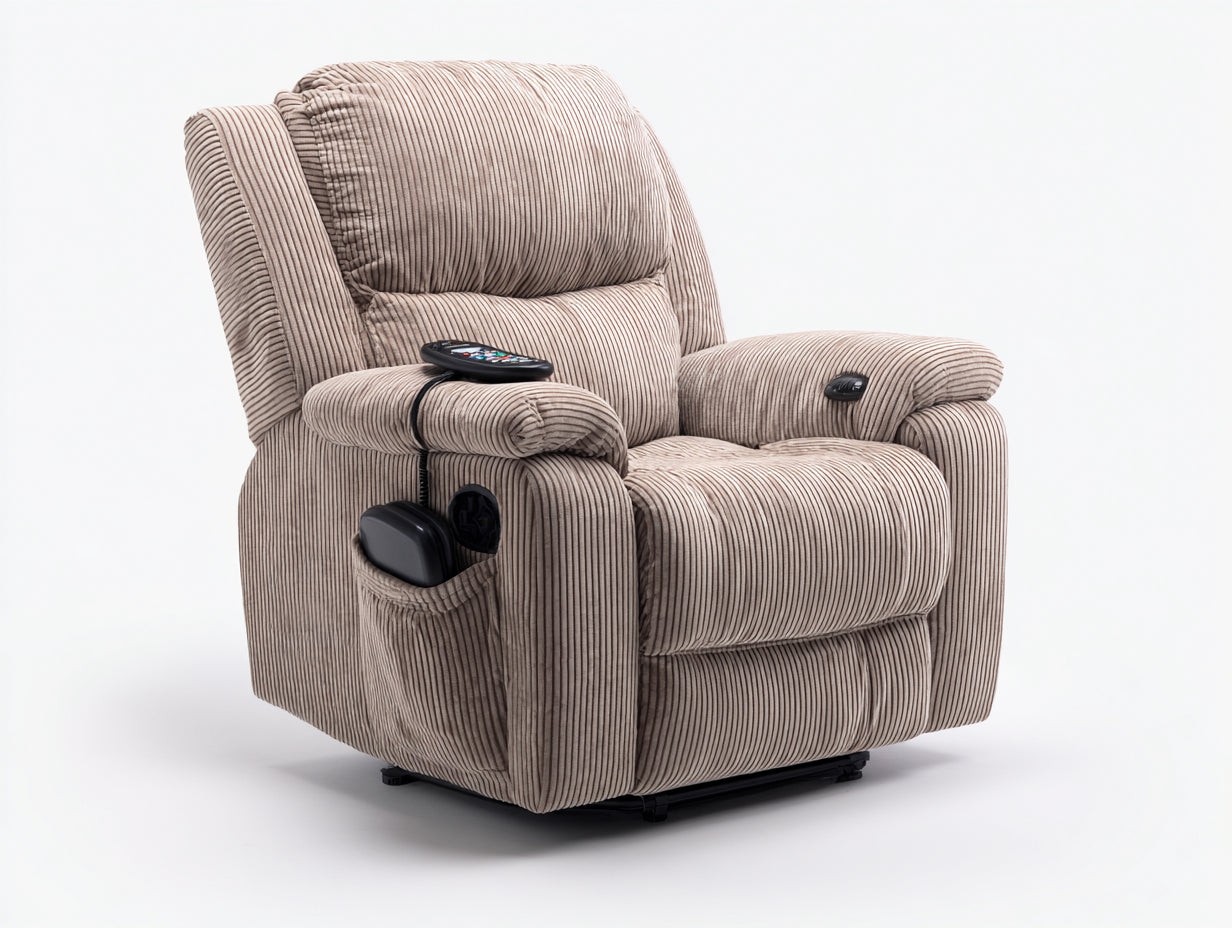Sillones reclinables de pana 98 x 92 x 108 cm - Beige topo - Acolchado amplio con control lateral