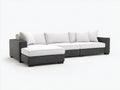 Sofás de esquina de tela 294 x 186 x 85 cm - Gris oscuro y blanco - Chaise longue y líneas rectas
